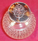 DECO Crystal PERFUME Bottle SILVER Top - ANTIQUE -