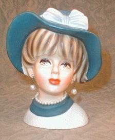 TEEN Head VASE NapcoWARE C7494 Hat EARRINGS -