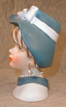 TEEN Head VASE NapcoWARE C7494 Hat EARRINGS -