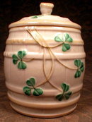 BELLEEK Marmalade JAM Pot SHAMROCKS - 1st Green Mark -