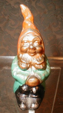 GNOME Lead FIGURINE Hand PAINTED - ANTIQUE -