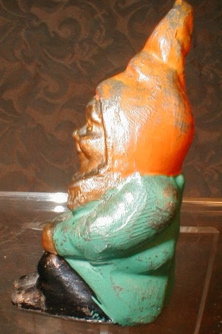 GNOME Lead FIGURINE Hand PAINTED - ANTIQUE -