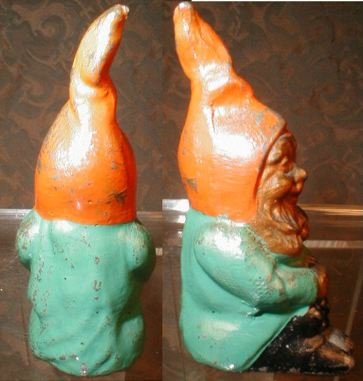 GNOME Lead FIGURINE Hand PAINTED - ANTIQUE -