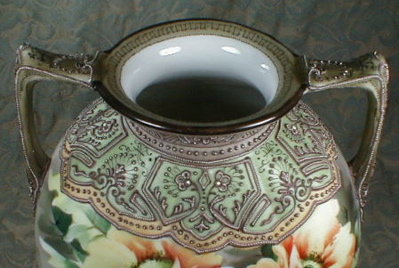 NIPPON Moriage VASE HP Poppies ANTIQUE-