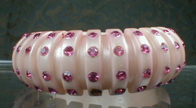PINK Plastic RHINEstone HINGED Cuff BRACELET -