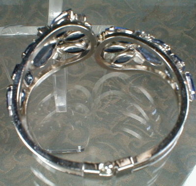 BLUE RhineSTONE Bracelet HINGED Cuff VINTAGE -