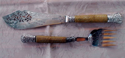 SHEFFIELD Silver FISH Servers - ANTIQUE -