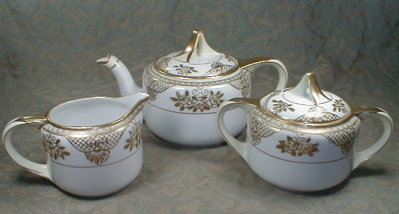 NORITAKE Tea Set POT Cream SUGAR -White & Gold-