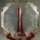GRAPE Pattern SERVING Plate 4 part -GOLD Trim-