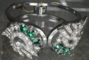 DECO Rhinestone BRACELET Hinged CUFF -VINTAGE -