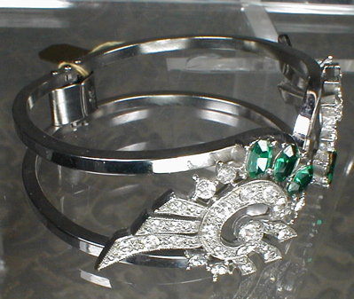 DECO Rhinestone BRACELET Hinged CUFF -VINTAGE -