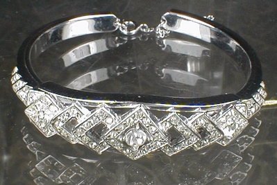 DECO Rhinestone BANGLE Cuff BRACELET -Vintage-