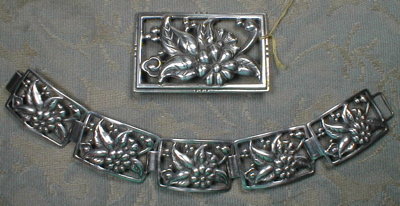 DANECRAFT Sterling Brooch & Bracelet -VINTAGE -