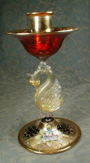 Murano SWAN Candlestick RED -Rossetto Estevan-