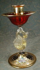 Murano SWAN Candlestick RED -Rossetto Estevan-
