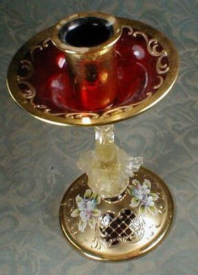 Murano SWAN Candlestick RED -Rossetto Estevan-