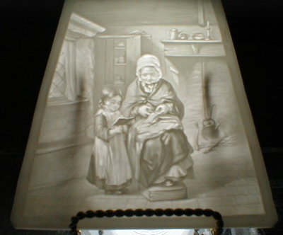 PPM Lithophane PANEL Peasant Cottage -ANTIQUE-