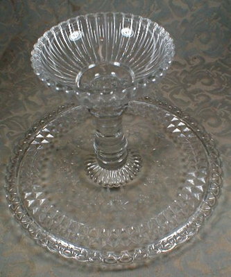 WILDFLOWER Cake Plate EAPG Pedestal Adams US Glass