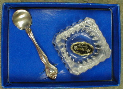 Westmorland Cambridge Salt SET Sterling+Glass -
