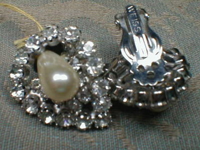 WEISS Brooch EARRINGS Set - Rhinestone Flowers -