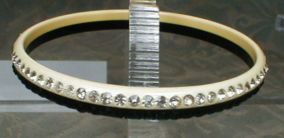 Celluloid RHINESTONE Bangle - BLACK & White -