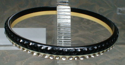 Celluloid RHINESTONE Bangle - BLACK & White -