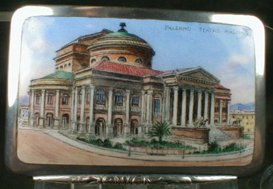 ENAMELED Silver SNUFF BOX -Palermo Opera House-