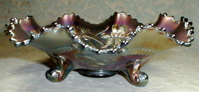 NORTHWOOD Wishbone Bowl - RED Carnival GLASS -