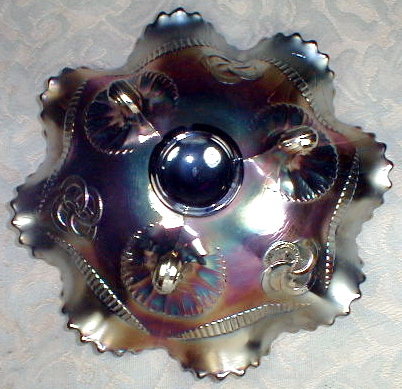 NORTHWOOD Wishbone Bowl - RED Carnival GLASS -