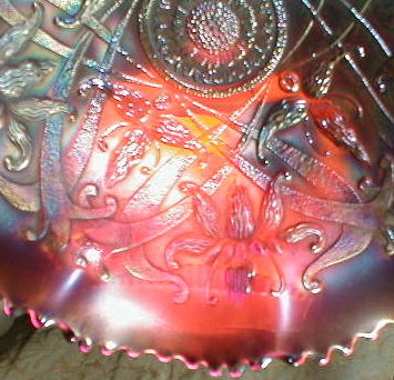 NORTHWOOD Wishbone Bowl - RED Carnival GLASS -
