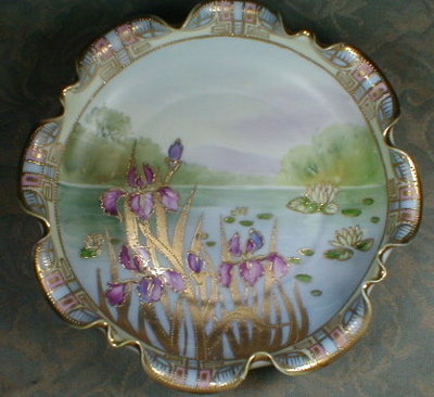 NIPPON Irises BOWL moriage - ANTIQUE -