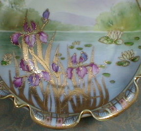 NIPPON Irises BOWL moriage - ANTIQUE -
