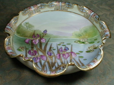 NIPPON Irises BOWL moriage - ANTIQUE -