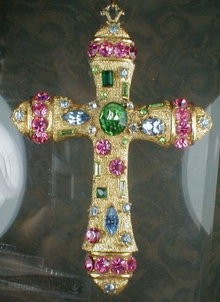 CROSS Pendant COLORED Rhinestones - VINTAGE -