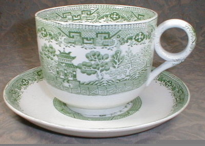 WILLOW Ware GREEN Farmers + Cup Saucer -