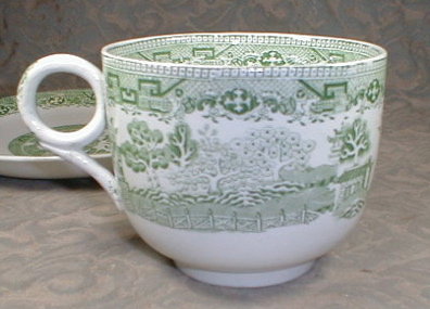 WILLOW Ware GREEN Farmers + Cup Saucer -