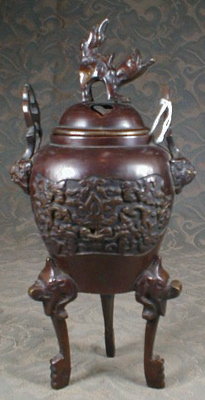 CHINESE Bronze CENSER Incense BURNER Foo Dog