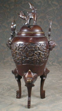 CHINESE Bronze CENSER Incense BURNER Foo Dog