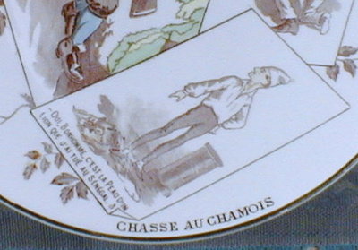 SARREGUEMINES Plate - Hunting for Pelts - ANTIQUE