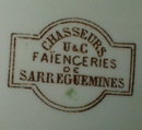 SARREGUEMINES Plate - Hunting for Pelts - ANTIQUE