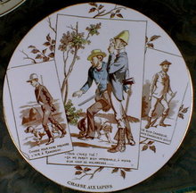 SARREGUEMINES PLATE - Rabbit Hunting - ANTIQUE