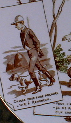 SARREGUEMINES PLATE - Rabbit Hunting - ANTIQUE