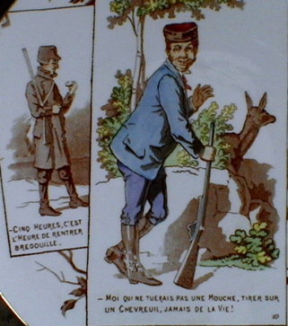 SARREGUEMINES Plate - French Venison Hunting - ANTIQUE