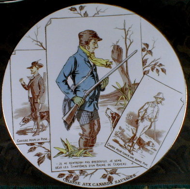 SARREGUEMINES PLATE - Wild DUCK Hunting - ANTIQUE
