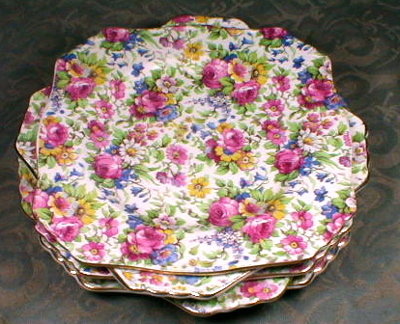 ROYAL WINTON Summertime CHINTZ Square PLATE - 7 inch -