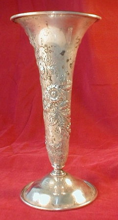 STERLING Repousse VASE AG Schultz - ANTIQUE -