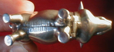 Pig MATCH Safe STERLING Silver - ANTIQUE -