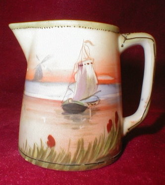 NIPPON Creamer JUG Moriage DUTCH Scene ANTIQUE