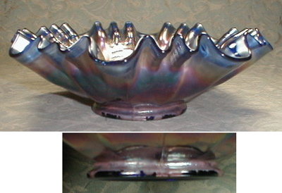 FENTON Ribbon Tie or Comet CARNIVAL Glass Bowl - BLUE -