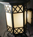 Wrought Iron Lantern Yellow glass - ANTIQUE -